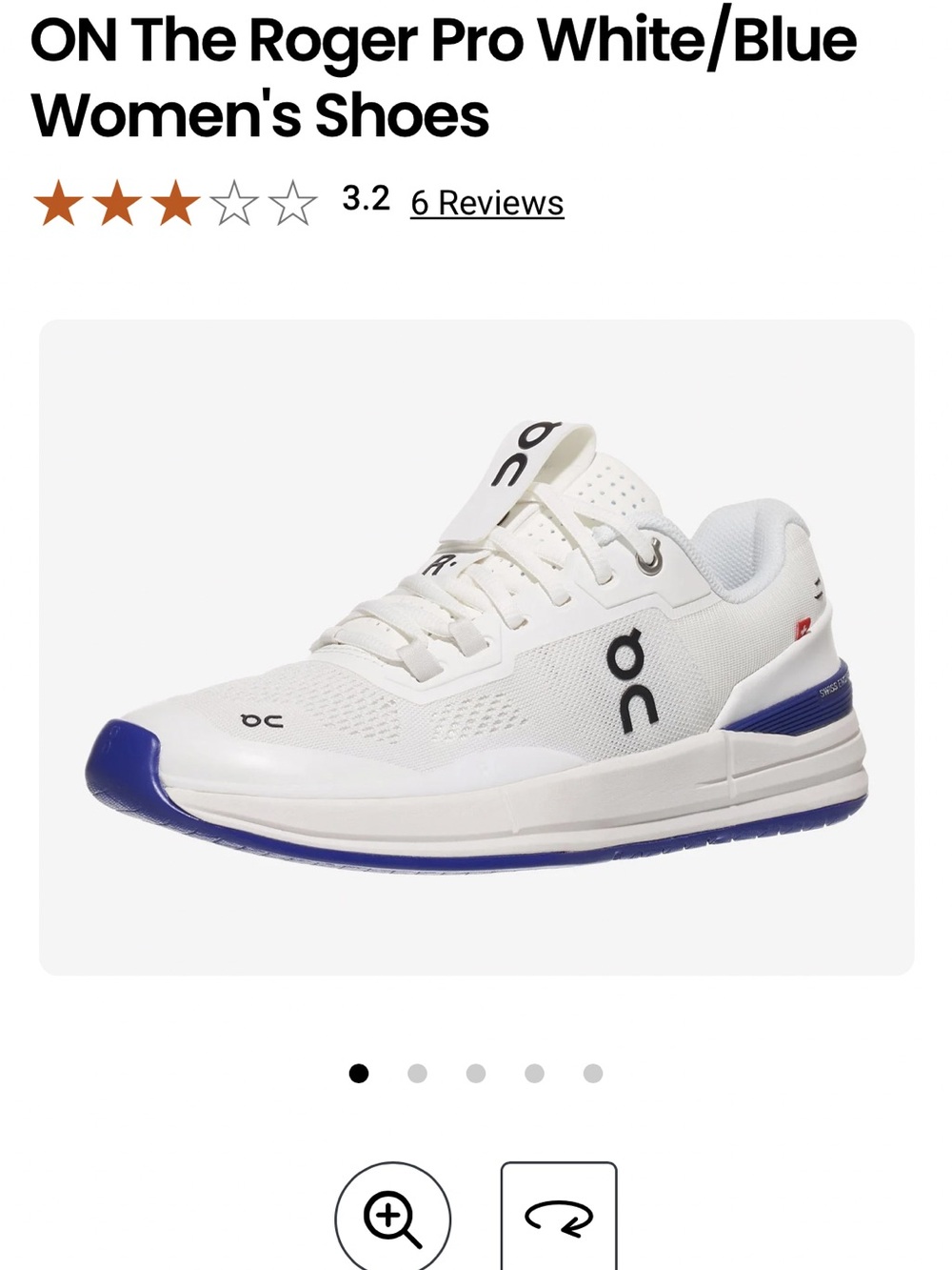 On Cloud “The Roger” Pro Womens Sz 9 White/Indigo 48.98720 Superb-Clean No Box